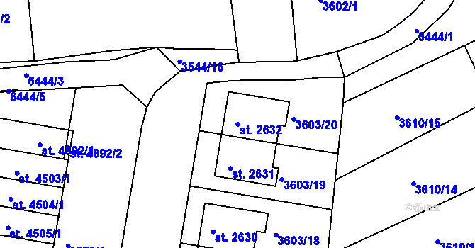Parcela st. 2632 v KÚ Uherský Brod, Katastrální mapa