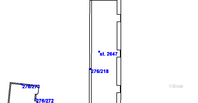 Parcela st. 2647 v KÚ Uherský Brod, Katastrální mapa