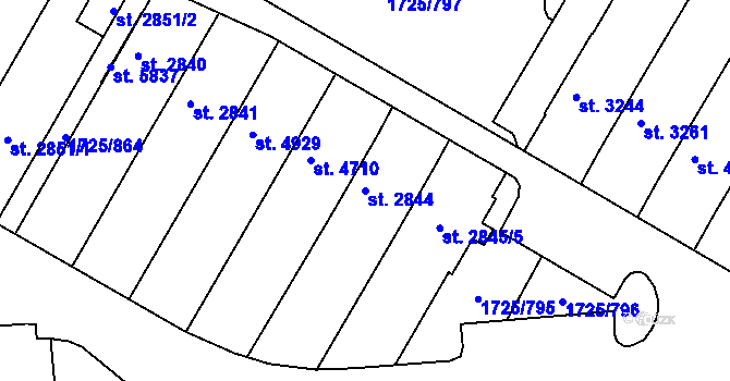 Parcela st. 2844 v KÚ Uherský Brod, Katastrální mapa