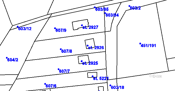 Parcela st. 2926 v KÚ Uherský Brod, Katastrální mapa