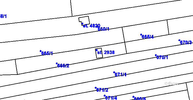 Parcela st. 2938 v KÚ Uherský Brod, Katastrální mapa