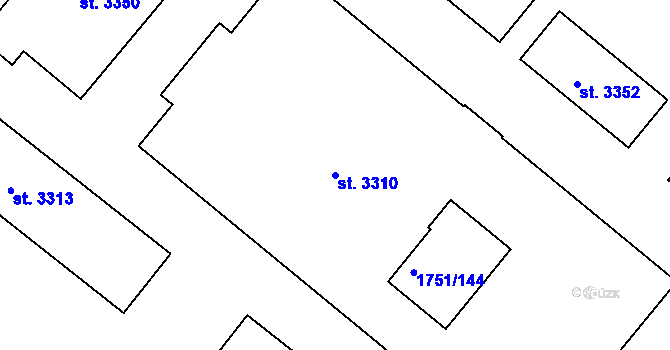 Parcela st. 3310 v KÚ Uherský Brod, Katastrální mapa