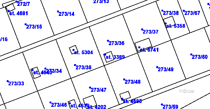 Parcela st. 3389 v KÚ Uherský Brod, Katastrální mapa