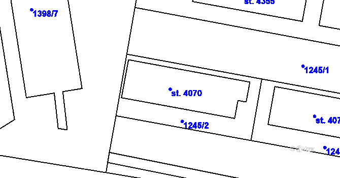 Parcela st. 4070 v KÚ Uherský Brod, Katastrální mapa