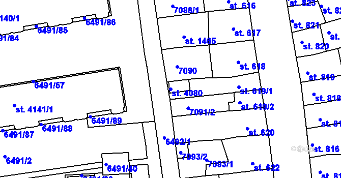 Parcela st. 4080 v KÚ Uherský Brod, Katastrální mapa