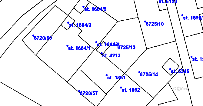 Parcela st. 4213 v KÚ Uherský Brod, Katastrální mapa