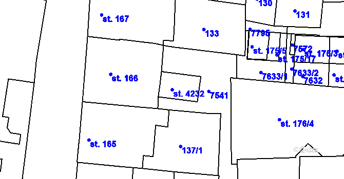 Parcela st. 4232 v KÚ Uherský Brod, Katastrální mapa