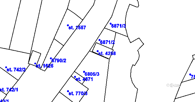 Parcela st. 4258 v KÚ Uherský Brod, Katastrální mapa