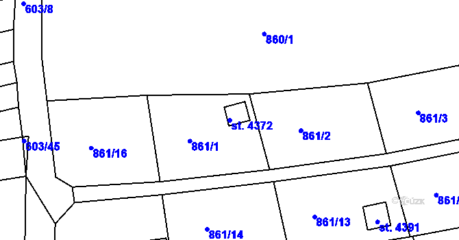 Parcela st. 4372 v KÚ Uherský Brod, Katastrální mapa