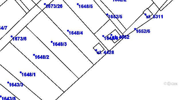 Parcela st. 4428 v KÚ Uherský Brod, Katastrální mapa