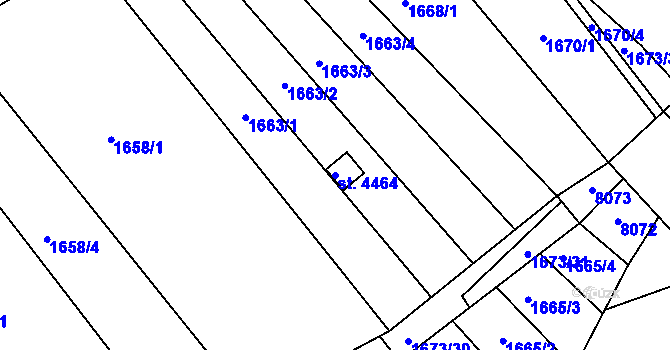 Parcela st. 4464 v KÚ Uherský Brod, Katastrální mapa