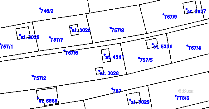 Parcela st. 4511 v KÚ Uherský Brod, Katastrální mapa