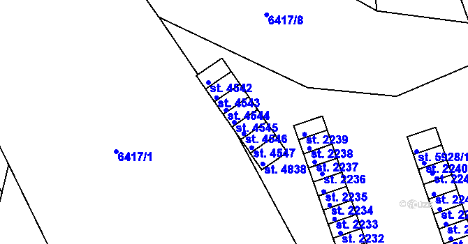 Parcela st. 4545 v KÚ Uherský Brod, Katastrální mapa