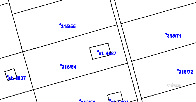 Parcela st. 4587 v KÚ Uherský Brod, Katastrální mapa