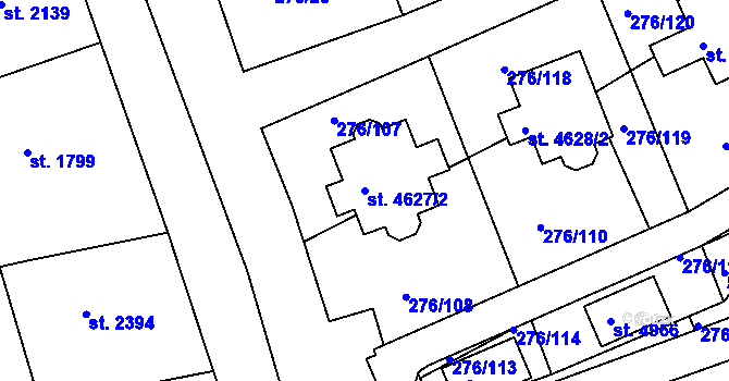 Parcela st. 4627/2 v KÚ Uherský Brod, Katastrální mapa