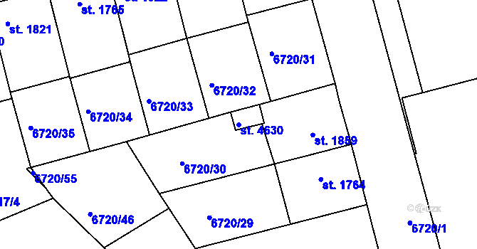 Parcela st. 4630 v KÚ Uherský Brod, Katastrální mapa