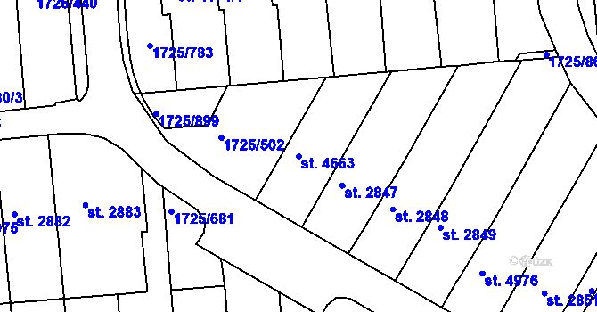 Parcela st. 4663 v KÚ Uherský Brod, Katastrální mapa