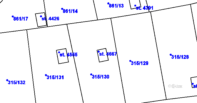 Parcela st. 4667 v KÚ Uherský Brod, Katastrální mapa