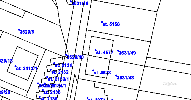 Parcela st. 4677 v KÚ Uherský Brod, Katastrální mapa