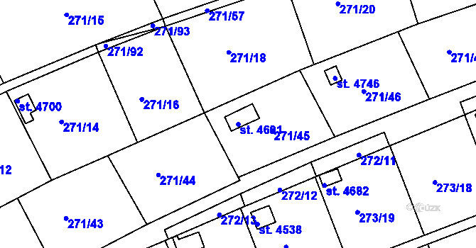 Parcela st. 4691 v KÚ Uherský Brod, Katastrální mapa
