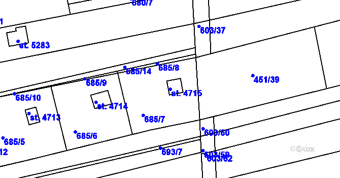 Parcela st. 4715 v KÚ Uherský Brod, Katastrální mapa