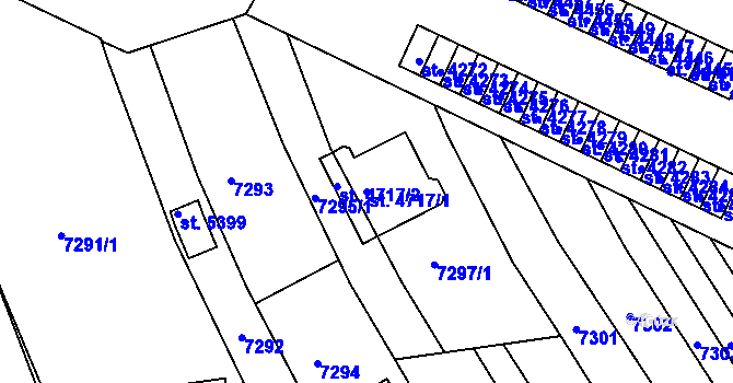 Parcela st. 4717/1 v KÚ Uherský Brod, Katastrální mapa