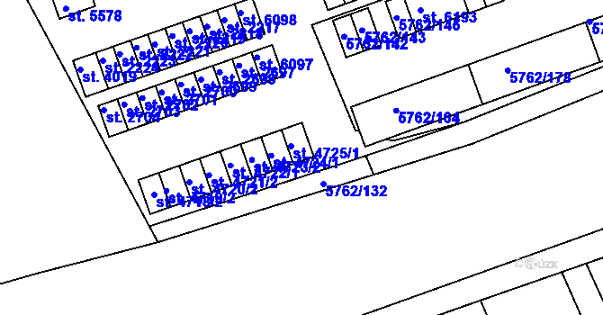 Parcela st. 4725/2 v KÚ Uherský Brod, Katastrální mapa