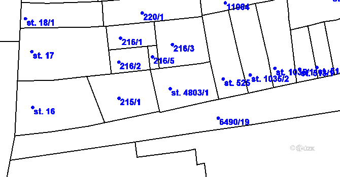 Parcela st. 4803/1 v KÚ Uherský Brod, Katastrální mapa