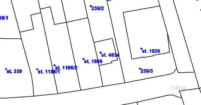 Parcela st. 4834 v KÚ Uherský Brod, Katastrální mapa