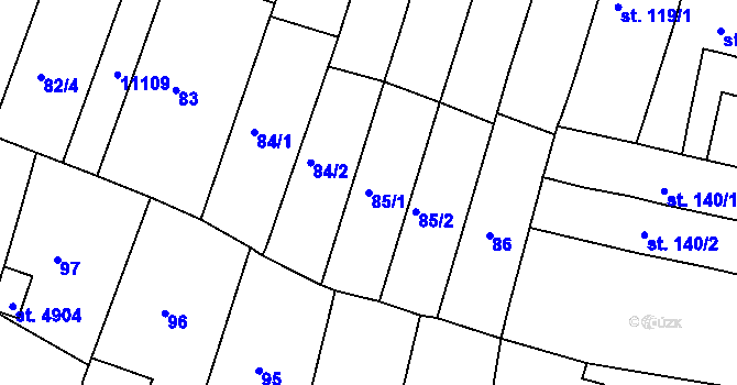 Parcela st. 85/1 v KÚ Uherský Brod, Katastrální mapa