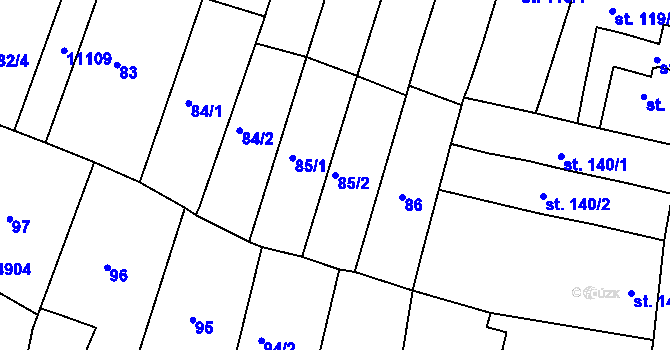 Parcela st. 85/2 v KÚ Uherský Brod, Katastrální mapa