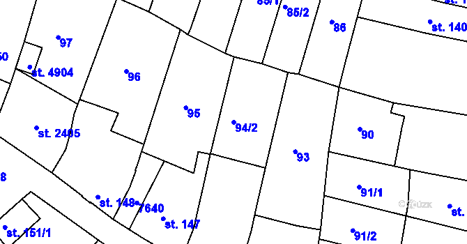 Parcela st. 94/2 v KÚ Uherský Brod, Katastrální mapa