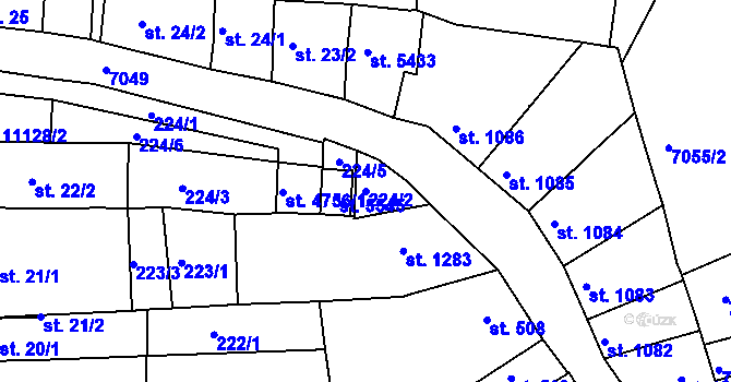 Parcela st. 224/2 v KÚ Uherský Brod, Katastrální mapa