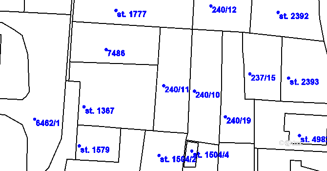 Parcela st. 240/11 v KÚ Uherský Brod, Katastrální mapa