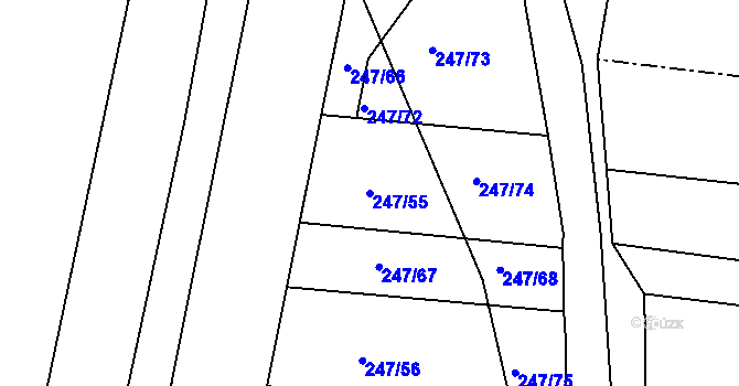 Parcela st. 247/55 v KÚ Uherský Brod, Katastrální mapa