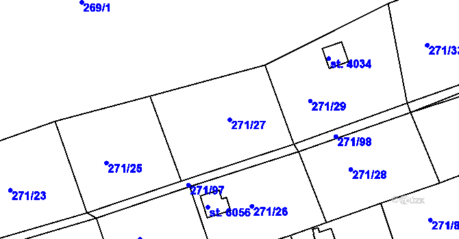 Parcela st. 271/27 v KÚ Uherský Brod, Katastrální mapa