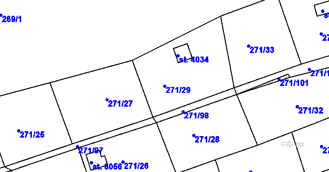 Parcela st. 271/29 v KÚ Uherský Brod, Katastrální mapa