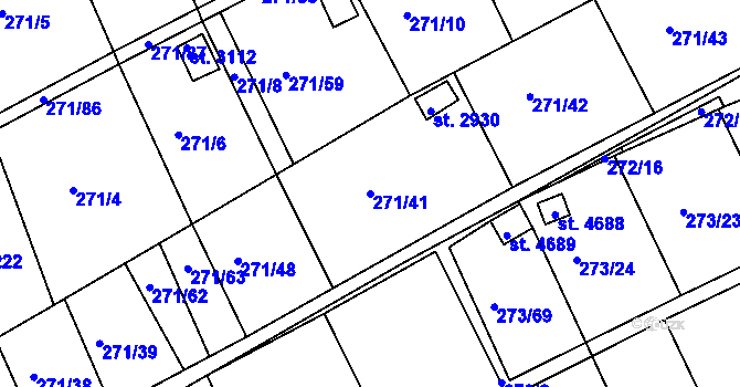 Parcela st. 271/41 v KÚ Uherský Brod, Katastrální mapa