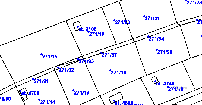 Parcela st. 271/57 v KÚ Uherský Brod, Katastrální mapa