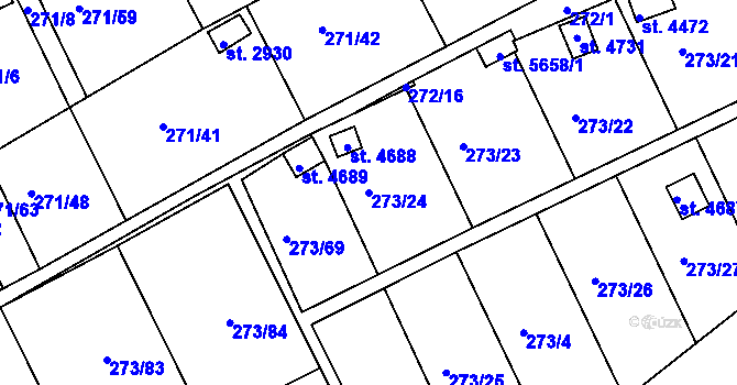 Parcela st. 273/24 v KÚ Uherský Brod, Katastrální mapa