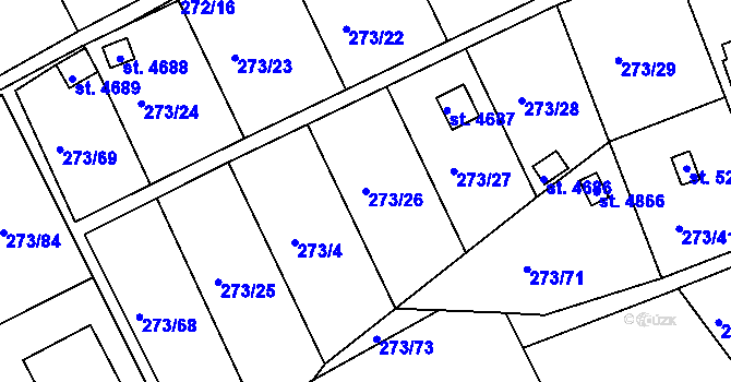Parcela st. 273/26 v KÚ Uherský Brod, Katastrální mapa