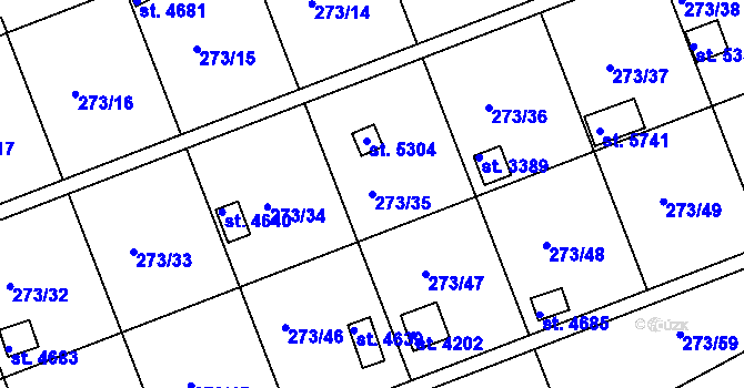 Parcela st. 273/35 v KÚ Uherský Brod, Katastrální mapa