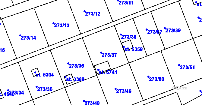 Parcela st. 273/37 v KÚ Uherský Brod, Katastrální mapa