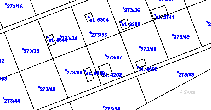 Parcela st. 273/47 v KÚ Uherský Brod, Katastrální mapa