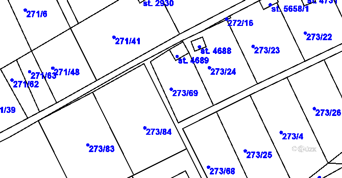 Parcela st. 273/69 v KÚ Uherský Brod, Katastrální mapa