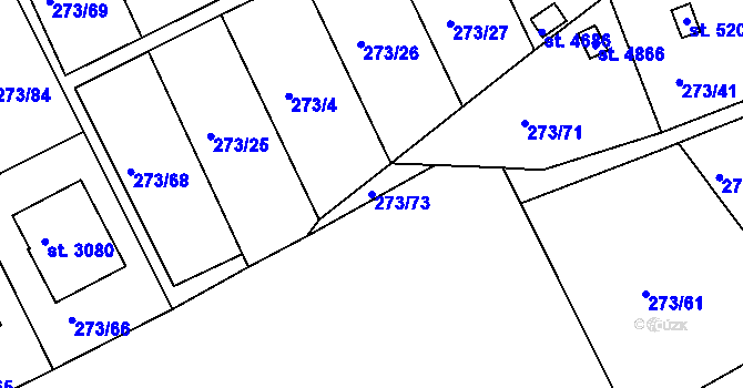 Parcela st. 273/73 v KÚ Uherský Brod, Katastrální mapa