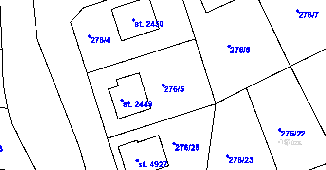 Parcela st. 276/5 v KÚ Uherský Brod, Katastrální mapa