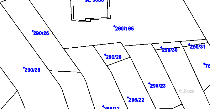 Parcela st. 290/28 v KÚ Uherský Brod, Katastrální mapa