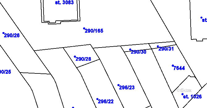 Parcela st. 290/29 v KÚ Uherský Brod, Katastrální mapa