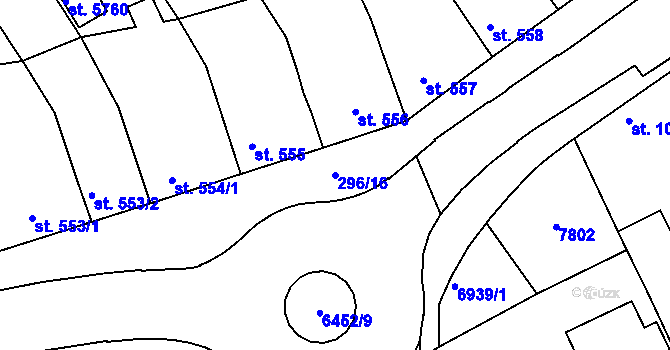 Parcela st. 296/16 v KÚ Uherský Brod, Katastrální mapa